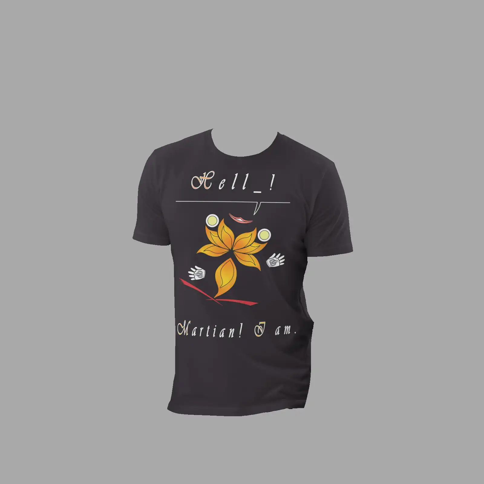 Unisex Organic Cotton T-Shirt Hello Martian Anthracite - Image 3