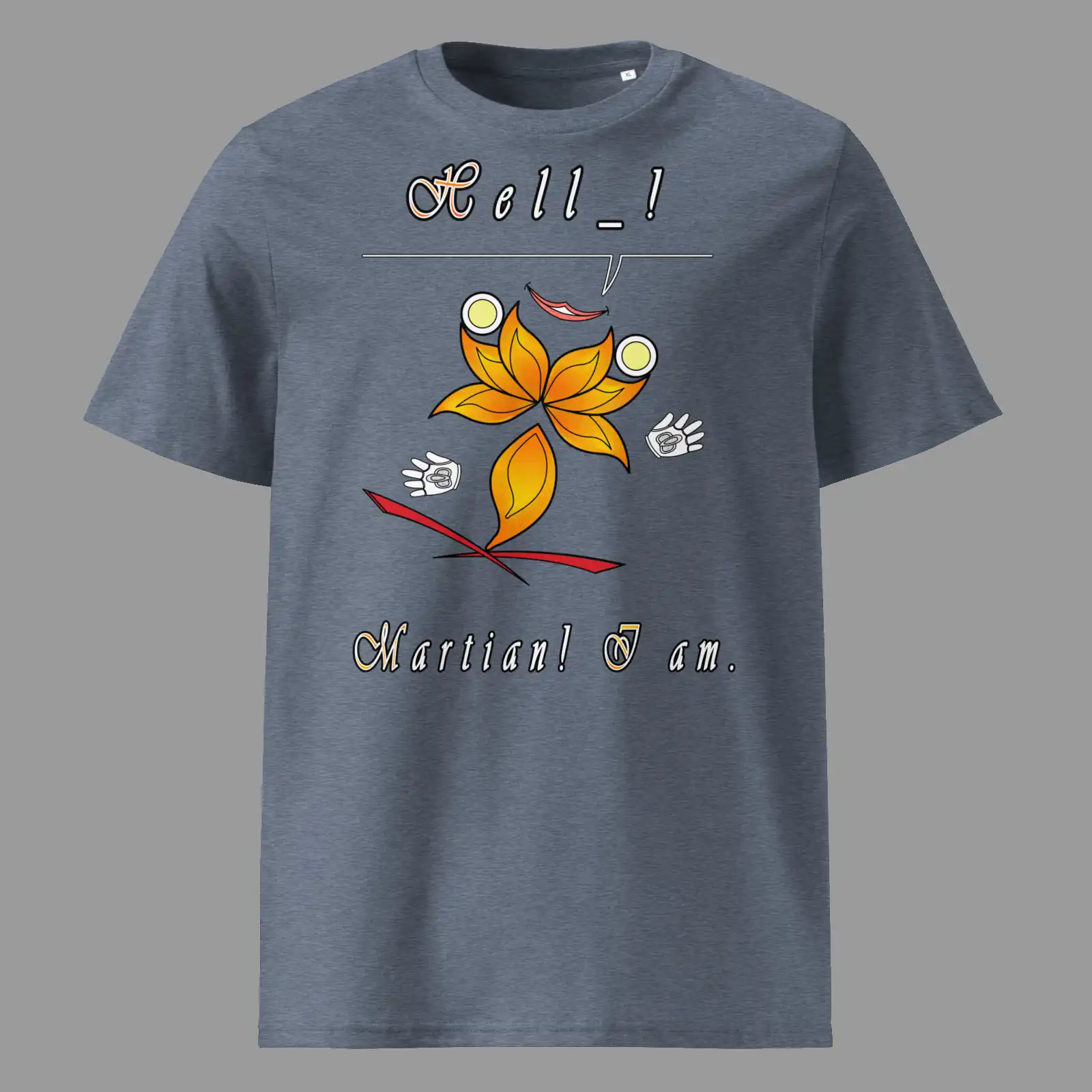 Unisex Organic Cotton T-Shirt Hello Martian Dark Heather Blue