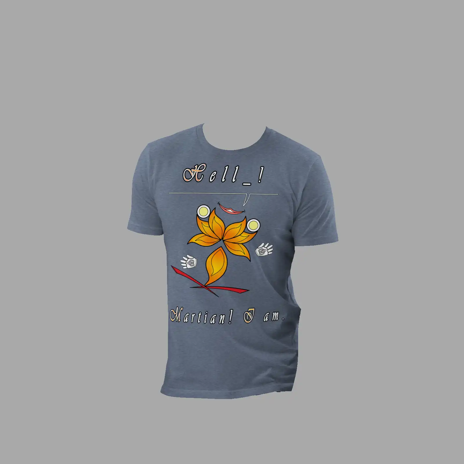 Unisex Organic Cotton T-Shirt Hello Martian Dark Heather Blue - Image 3